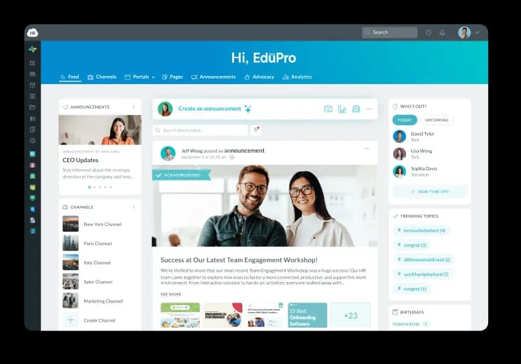 Workmates internal communications product screen