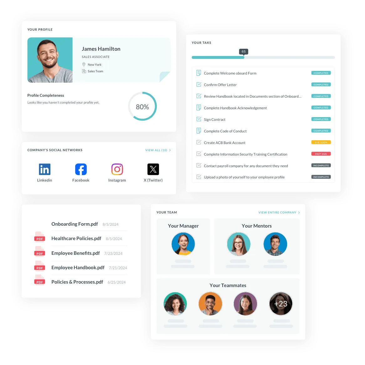 HR Cloud onboarding screen
