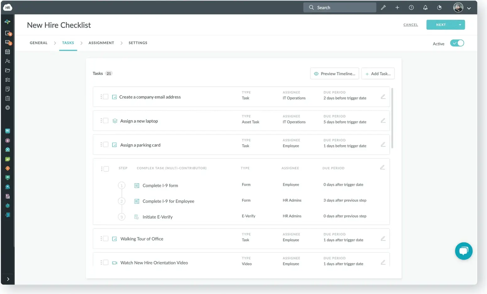 HR Cloud hiring and onboarding product interface