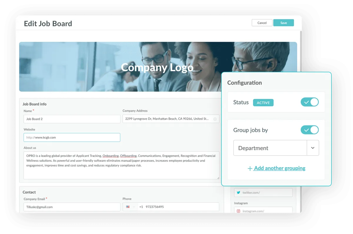 HR Cloud Recruit job board builder