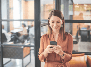 Employee working on their phone