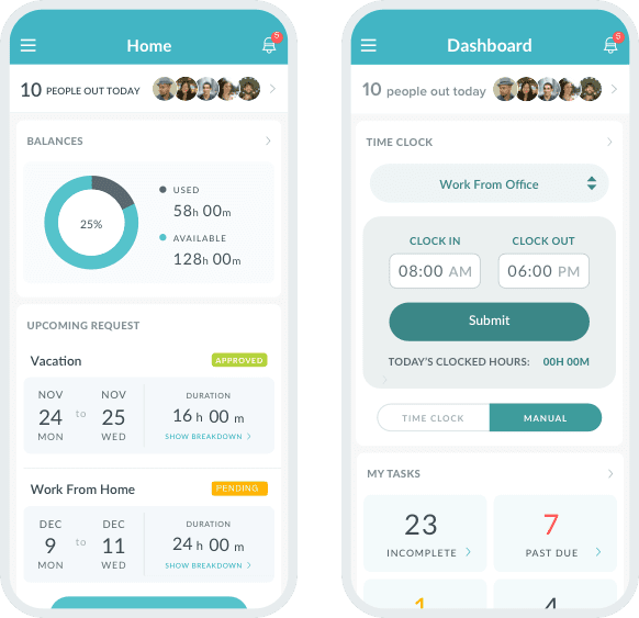 Mobile home and dashboard application screen