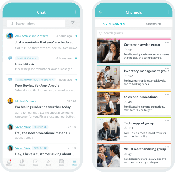 Chat and channels in  Workmates application